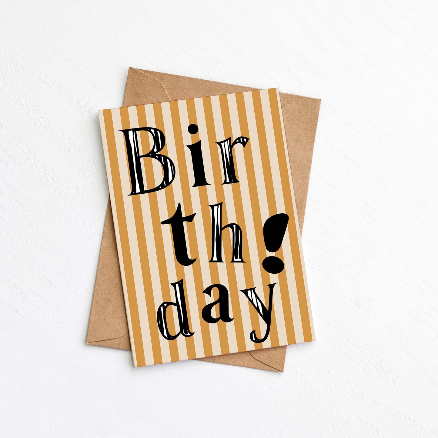 Modern Striped Birthday Card – Honey & Cream