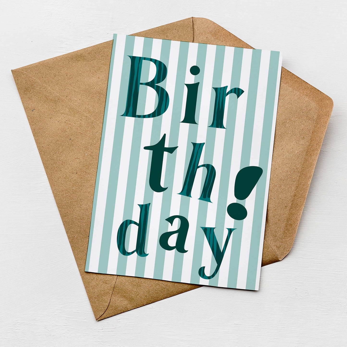 Blue Striped Happy Birthday Card by Greenwich Paper Studio