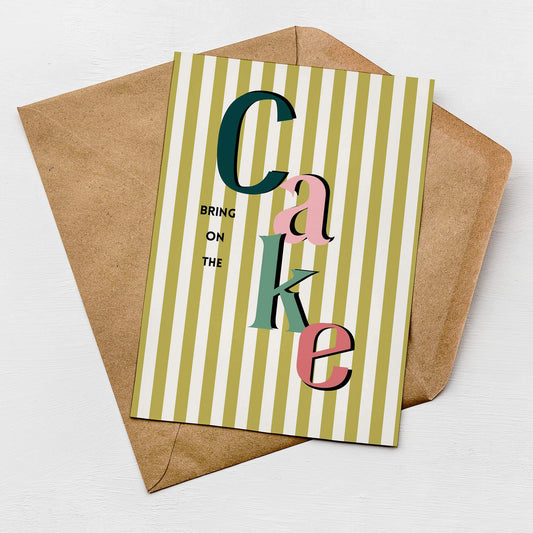 Bring On The Cake Birthday Card by Greenwich Paper Studio, Personalised Birthday Card