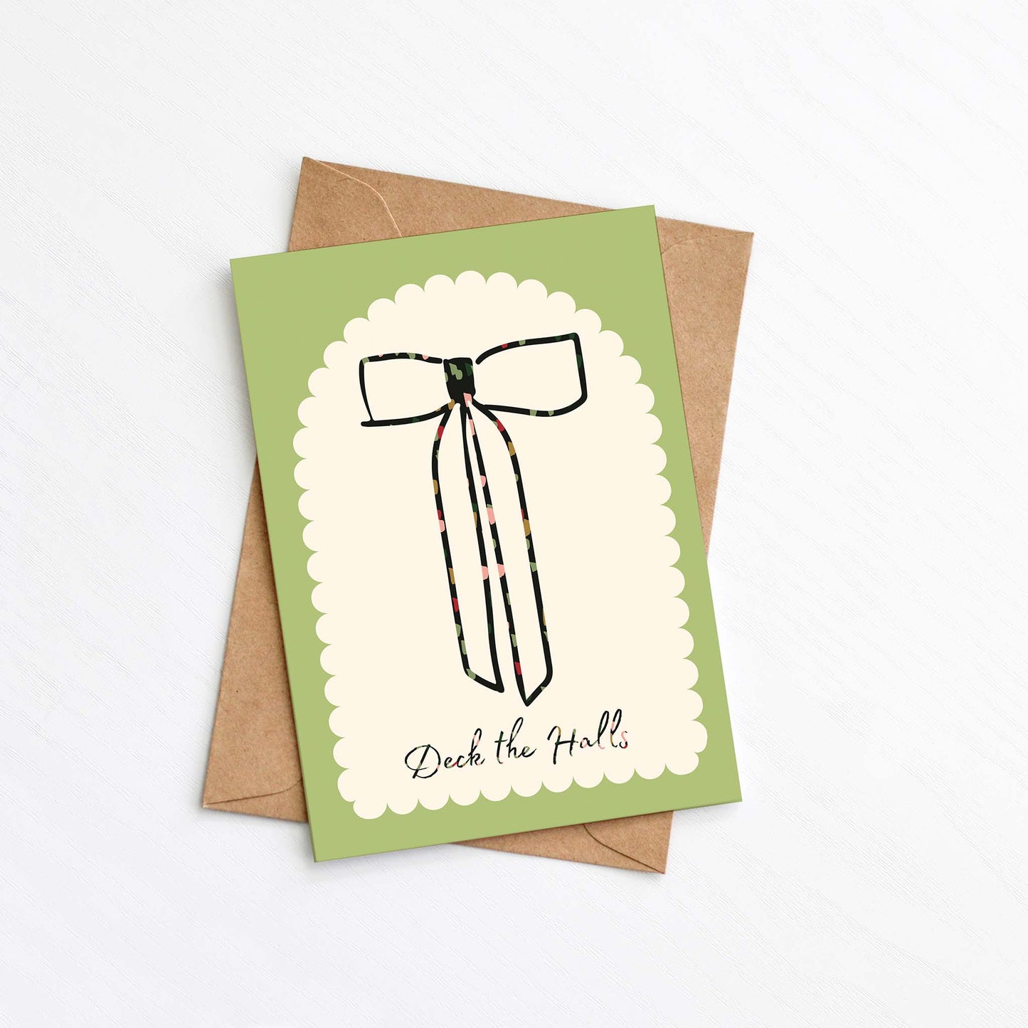 Deck the Halls Greeting Card | Christmas Bow Card