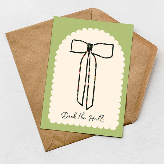 Deck the Halls Greeting Card | Christmas Bow Card
