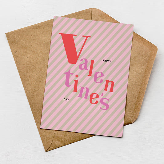 Contemporary Striped Valentines Day Card by Greenwich Paper Studio
