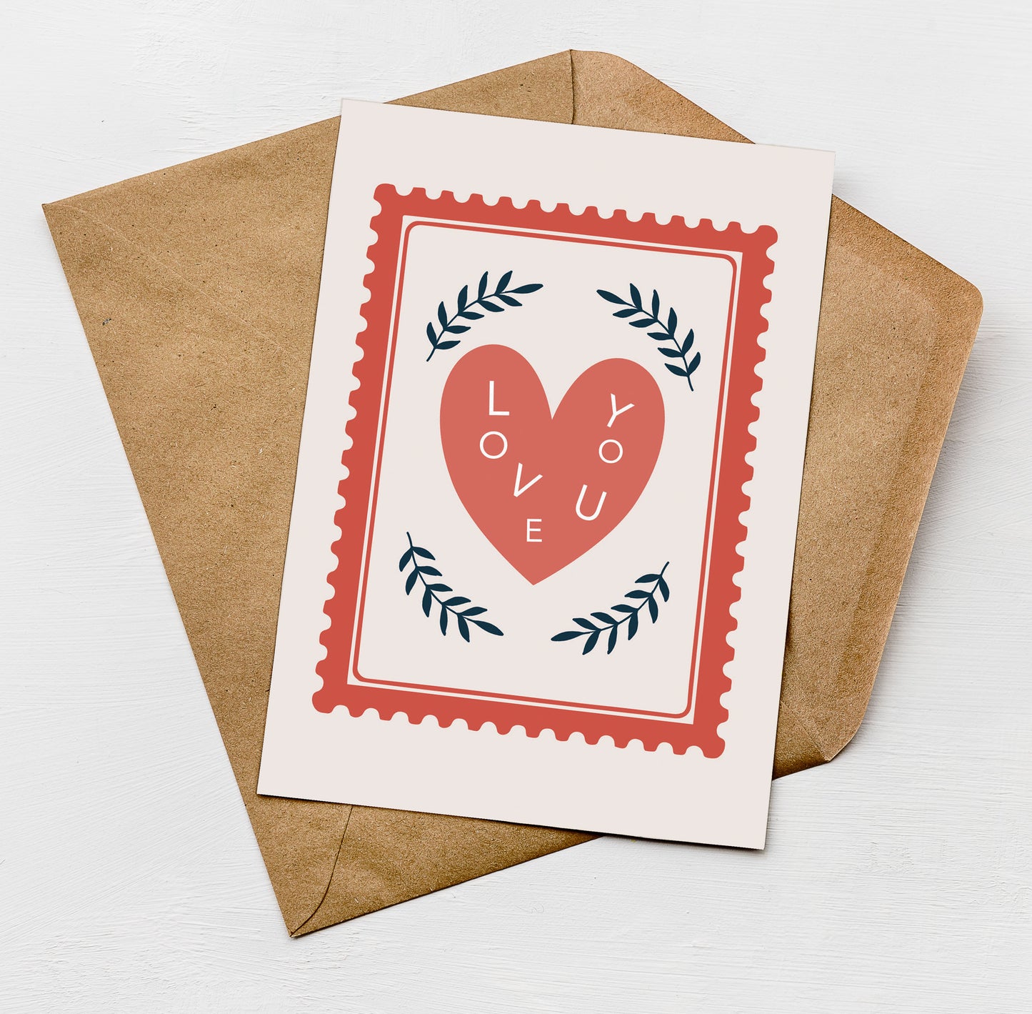 Modern Valentine’s card with minimalist love heart design by Greenwich Paper Studio