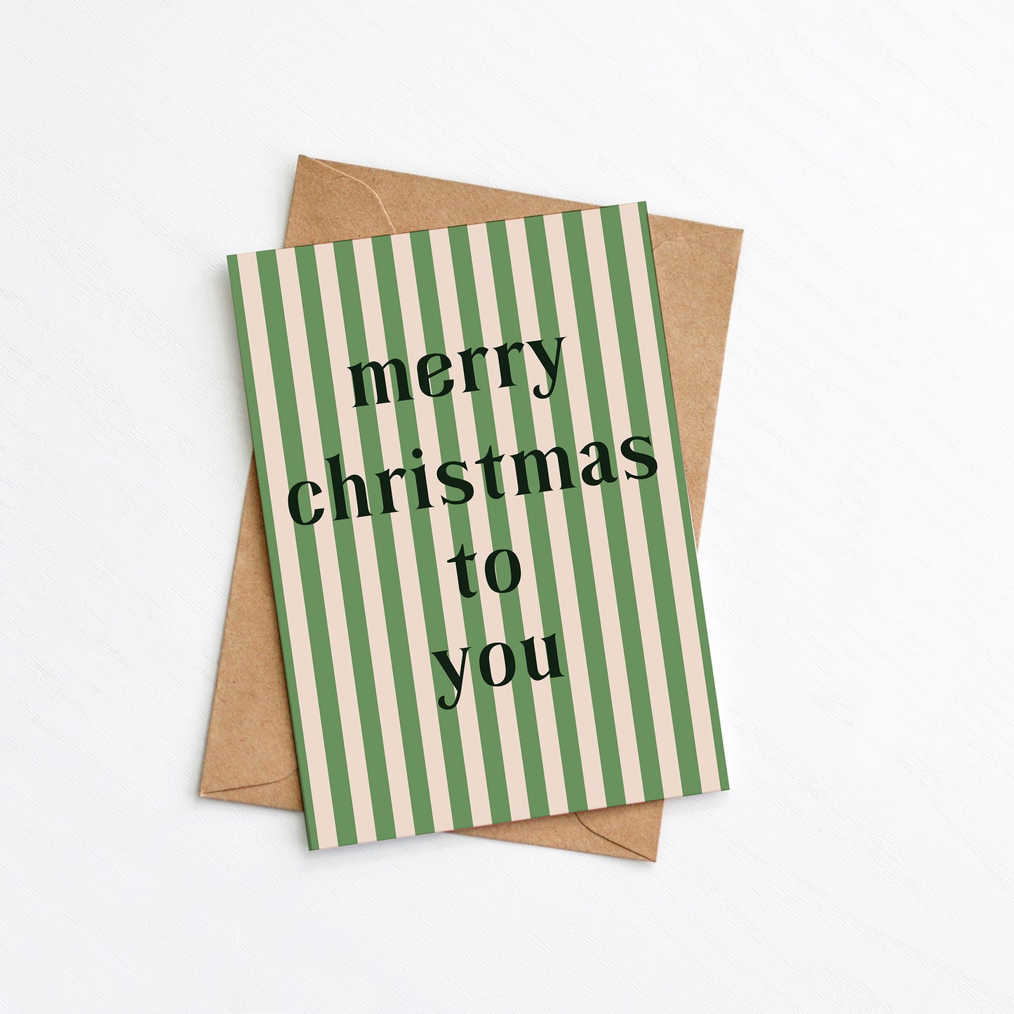 Merry Christmas To You Striped Christmas Card by Greenwich Paper Studio