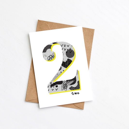 The 2nd birthday card from the modern birthday card collection by Greenwich Paper Studio