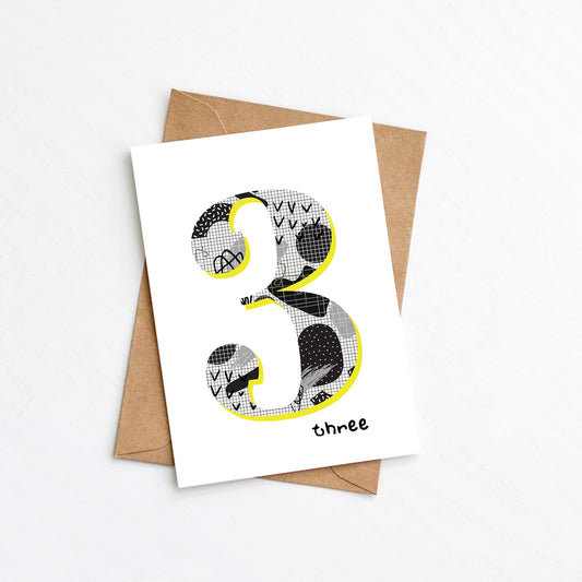A third birthday card from the modern birthday card collection by Greenwich Paper Studio