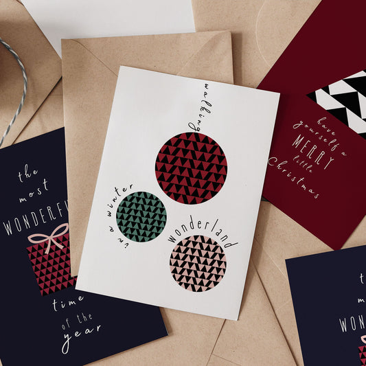 Contemporary Geometric Christmas Card Set from the Christmas Card Collection by Greenwich Paper Studio