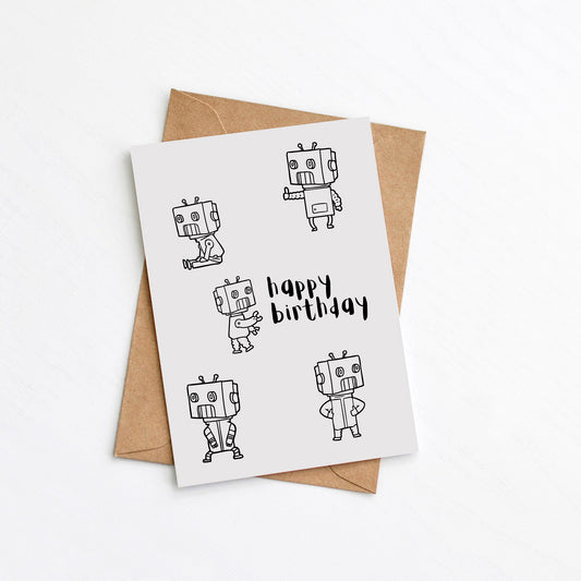 Children's Robot Birthday Card - greenwichpaperstudio Greeting & Note Cards