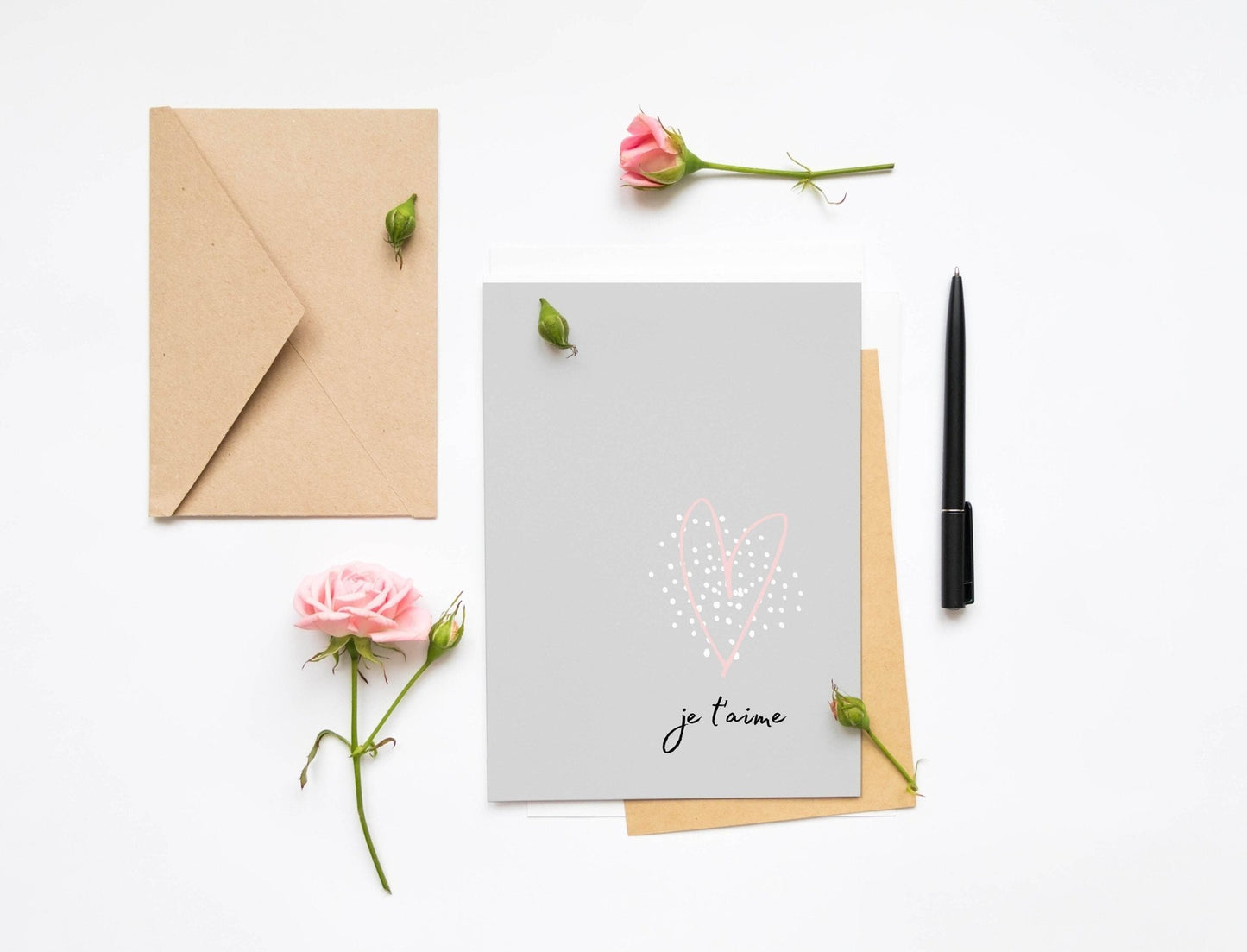 Je T'aime Modern Love Card by Greenwich Paper Studio