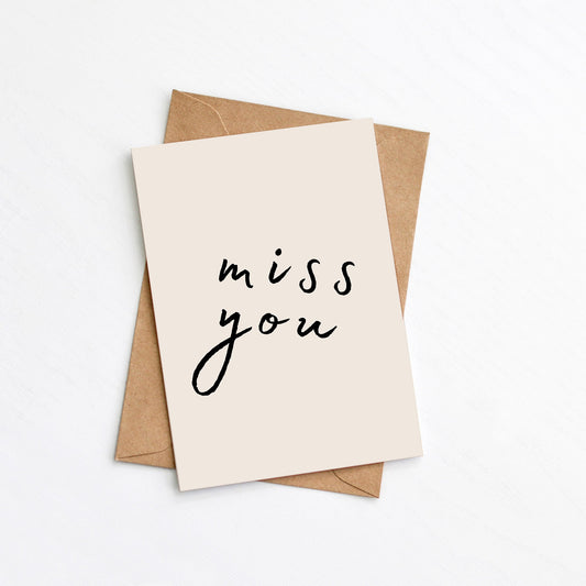 Miss You Card from the Modern Greeting Card Collection by Greenwich Paper Studio
